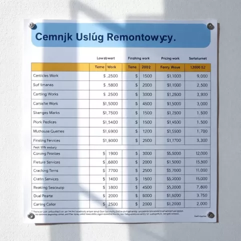 Cennik Usług Remontowych 2024 Pomorskie